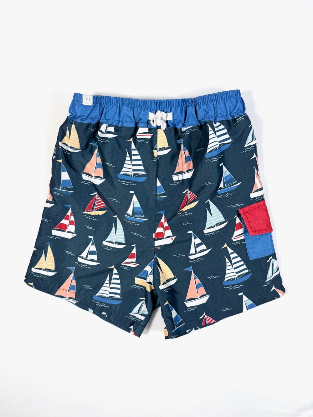 MUD‎ PIE Boys 4T-5T Swim Trunks Sailboat Print Nautical Beach Coastal Summer